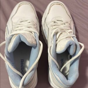 Reebok White and Light Blue Athletic Shoes